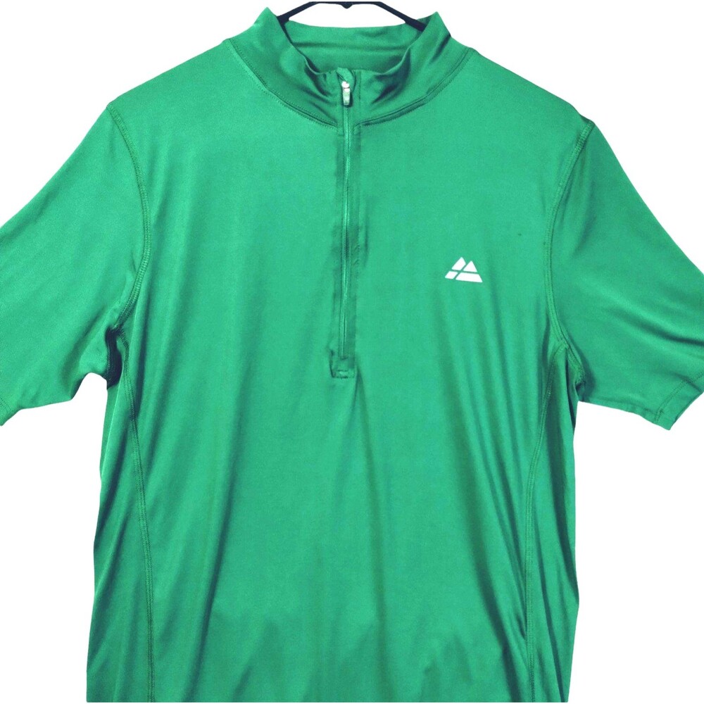 Danish Endurance Cycling Top Men's L Quarter Zip Mock Neck Short Sleeve Green